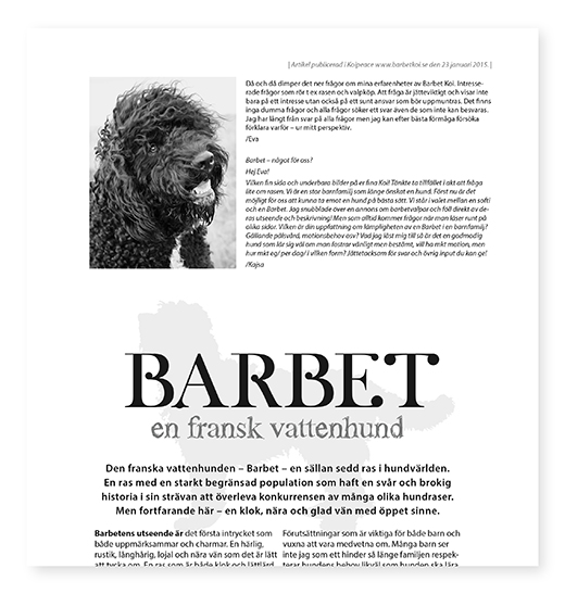 Faksimil på artikeln om Barbet 